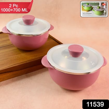 Apex Premium Plastic Serving Bowl Set with Lids (2 Pc) | Assorted Colour