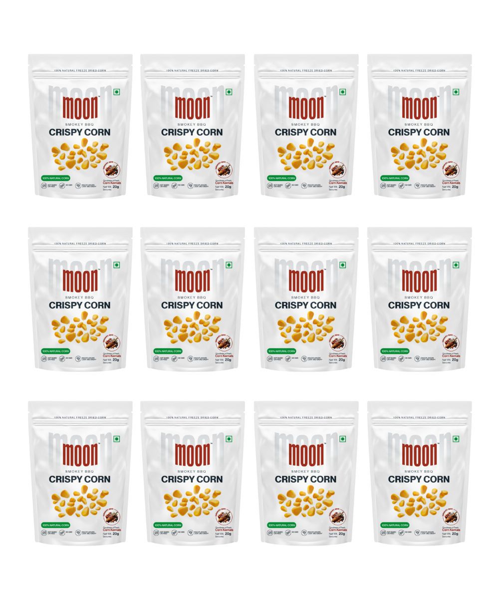 Moon Smokey BBQ Crispy Corn, 20 gm - Pack of 12