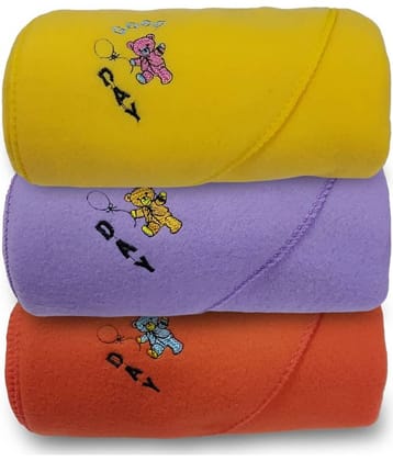BELLO TOKO - Multi-Colour Cotton Blend Baby Crib Blanket ( Pack of 3 )