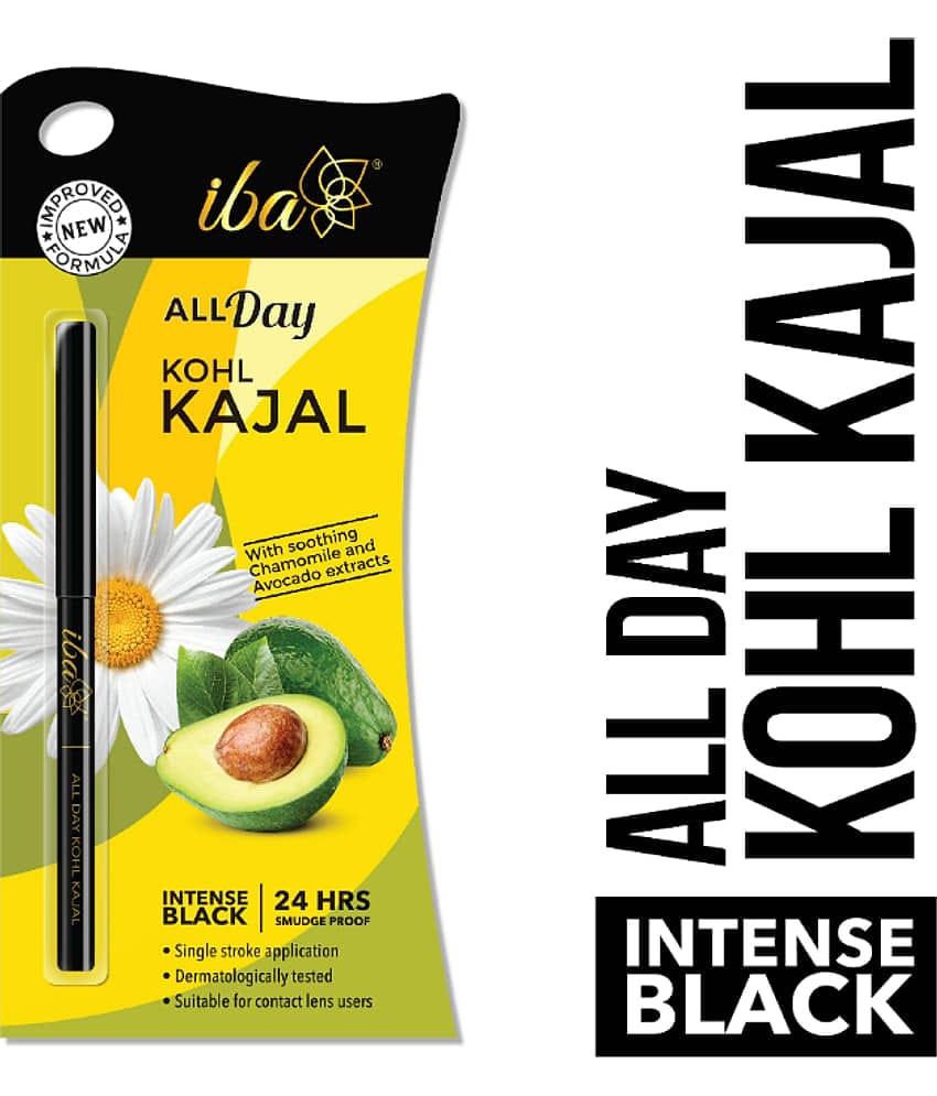 Iba All Day Kohl Kajal, Jet Black, 0.30g, Smudge Proof, Waterproof, 24 hr Long Lasting, (Pack of 1)