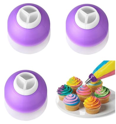 3Pcs Tri-Color Cream Coupler Pastry Nozzles Adaptor Cup Cake Decorating Tool Set Baking Tool Cake Decorating Kit for Cupcake Fondant Cookie Icing Piping Bag Nozzle Converter