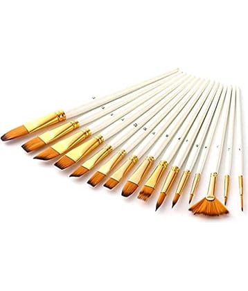 ECLET Craft White Synthetic Assorted Hair Mix Paint Brushes Set of 12 Professional Round Pointed Tip Nylon Hair Artist Acrylic Paint Brush for Acrylic/Watercolor/Oil Painting