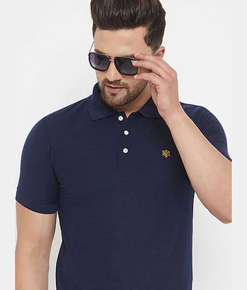 The Million Club Pack of 1 Cotton Blend Regular Fit Solid Half Sleeves Men's Polo T Shirt ( Navy )