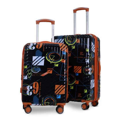 AMERICAN TRAVELLER Urban Kingdom Trolley Bag Set of 3 | Durable Polycarbonate Hard Shell | TSA-Type Lock | 360 degree Disc Spinner Wheels | Expandable Suitcase for Travel (2, Black)