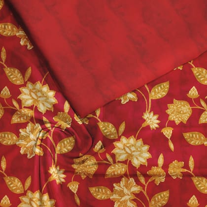 Sunny Marigold Satin Linen Fabric unstitch suit set