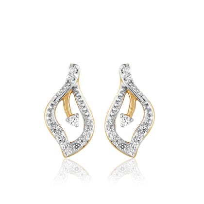 Senco Gold Dancing Diamond Studs (1.9 gram / 0.1 Ct / HI-SI / 14K Yellow Gold)