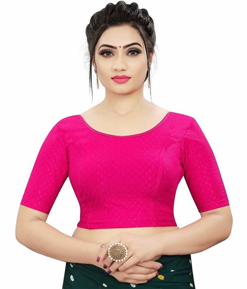 THE PRIVATE LABLE Pink Readymade without Pad Lycra Women's Blouse ( Pack of 1 )