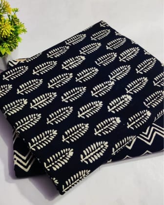 Chaap Obsidian Black Pure Cotton Blockprinted Suit (Top & Bottom)