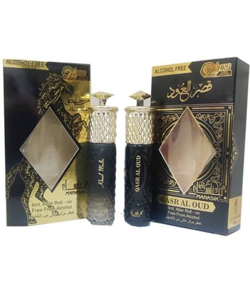 MANASIK QASR AL OUD & KHAIL MALKI  Concentrated   Attar Roll On 6ml .  ( COMBO SET )
