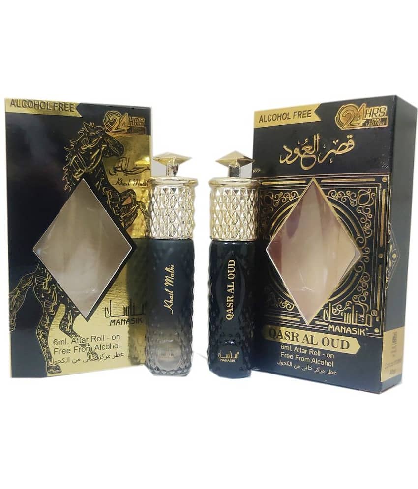 MANASIK QASR AL OUD & KHAIL MALKI  Concentrated   Attar Roll On 6ml .  ( COMBO SET )