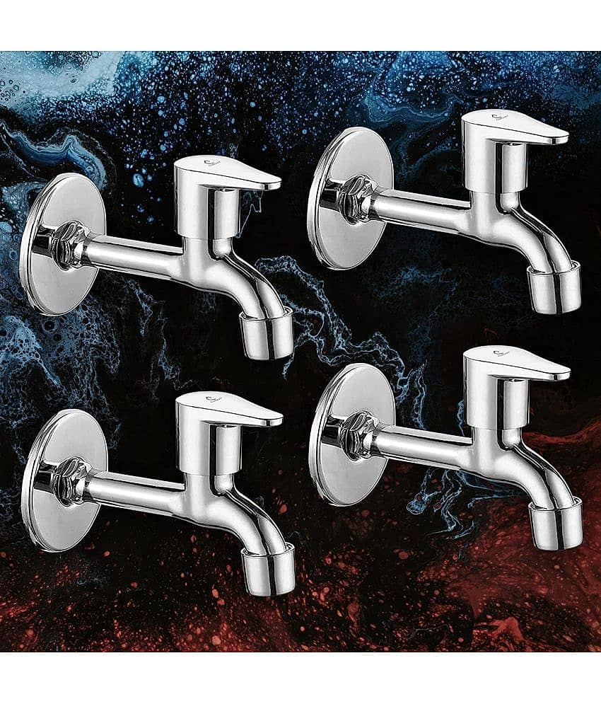 BATHONIX Stainless Steel Torrent Long Bib Tap (Pack of 4) Steel Bathroom Tap (Bib Cock)