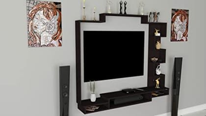 DAS David High Strength & Durable Wall Mount Engineered Wood TV Entertainment Unit Stand Set Top Box Stand for Living Room Flowery Wenge (Ideal for up to 50") Screen