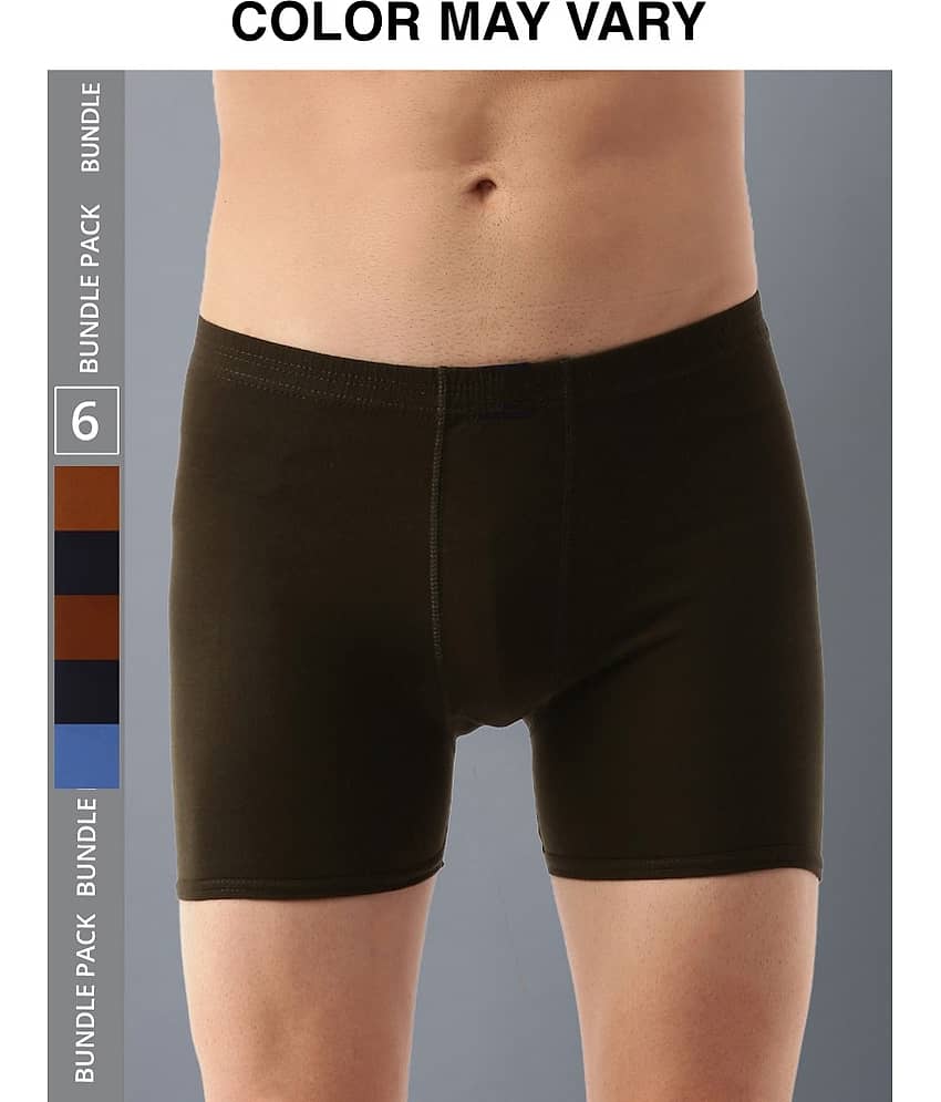 Dollar Lehar Mens Combed Cotton Trunk - Pack of 6 - (Colour May Vary)