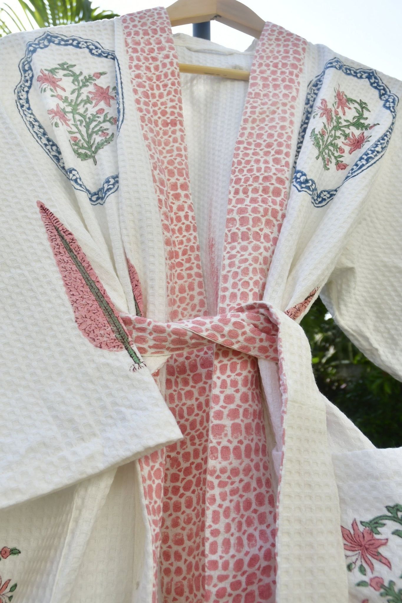 Pink love in Hexagon Waffle Bathrobe : Luxury & comfort