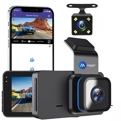 Maizic Navic Duo 4K DashCam – Dual Channel 5MP Front & 1296P Rear, GPS, Wi-Fi, G-Sensor, Night Vision, 3.4" LCD
