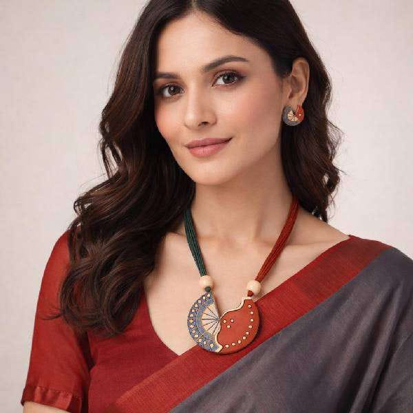 Terracotta RedGray Adjustable Necklace Womens Comfort TerraJewelry