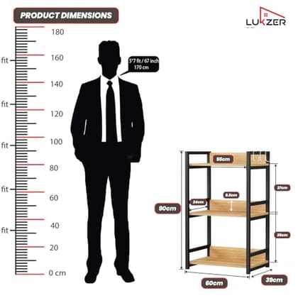 Lukzer 3 Layer Multipurpose Storage Rack - Metal & Wood Kitchen Organizer 2