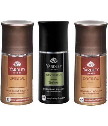 Yardley London 2 ORIGINAL &1 URBAN Deodorant Spray for Men,Women 150 ml ( Pack of 3 )