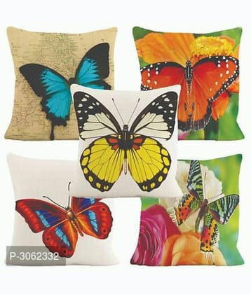 Home Solution Set of 5 Jute Abstract Square Cushion Cover (40X40)cm - Multi
