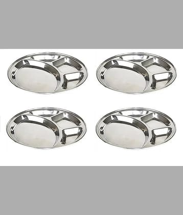 Dynore 4 Pcs Stainless Steel Silver Partition Plate