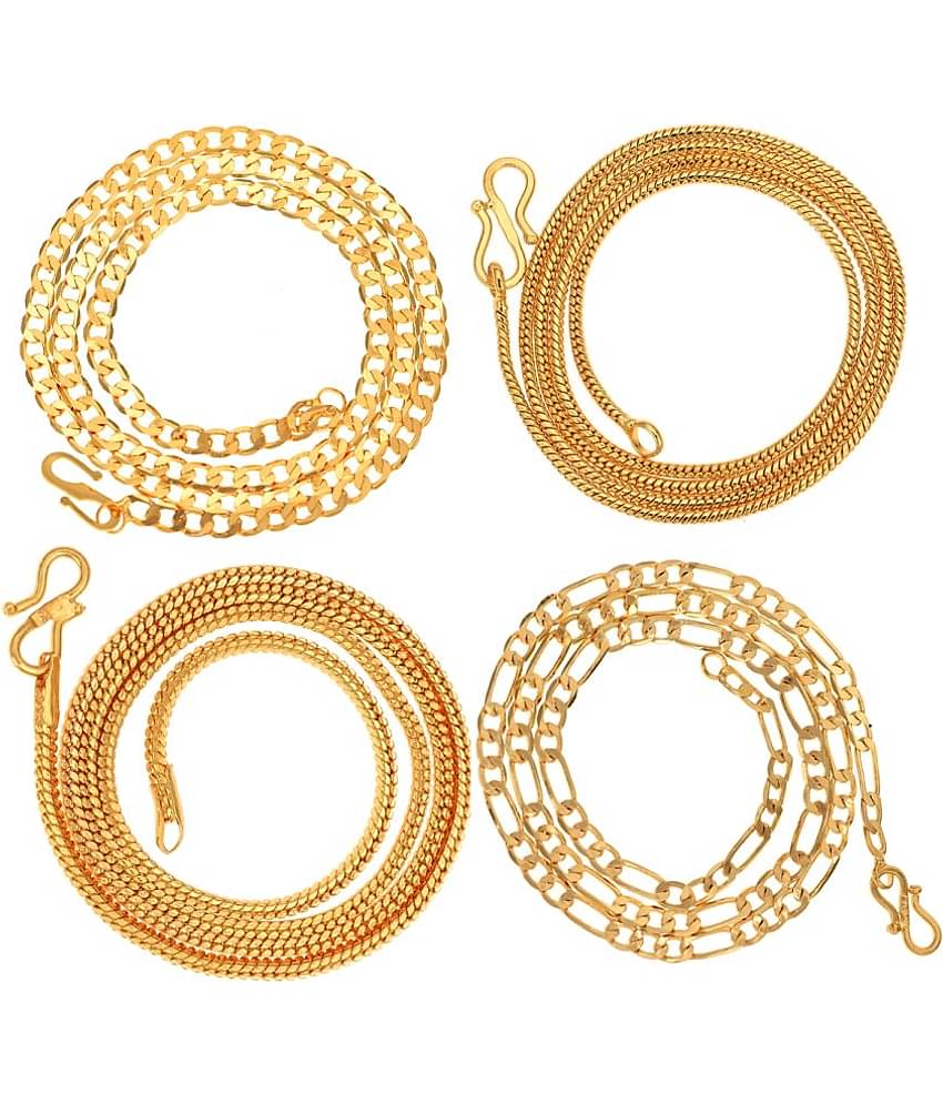 AanyaCentric - Gold Plated Brass Chain ( Pack of 4 )
