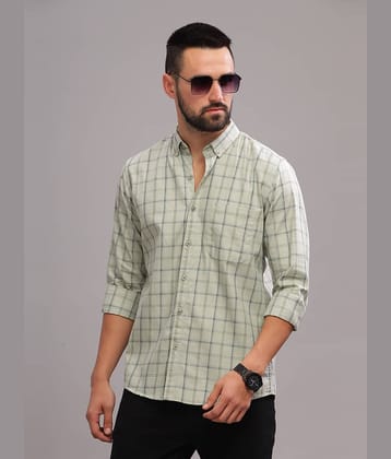 Paul Street 100% Cotton Slim Fit Checks Full Sleeves Men's Casual Shirt - Olive ( Pack of 1 )