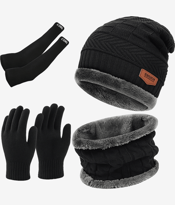 THRIFTKART Pack of 1 Woollen Men's Cap ( Black )