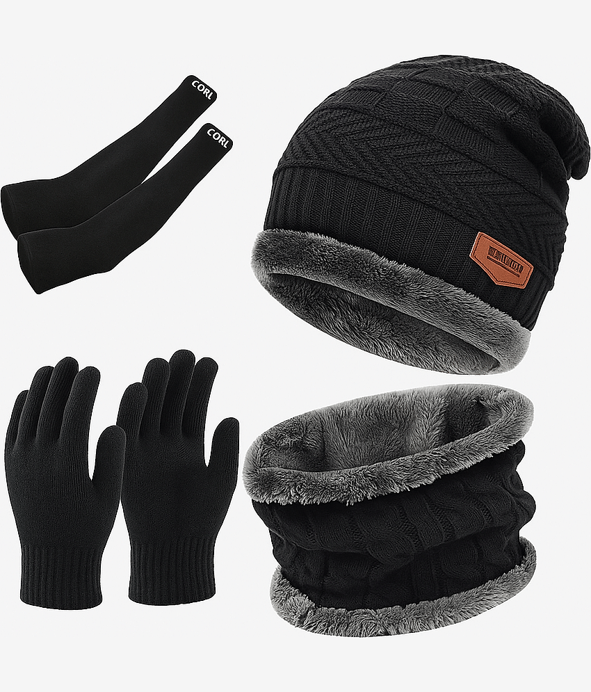 THRIFTKART Pack of 1 Woollen Men's Cap ( Black )
