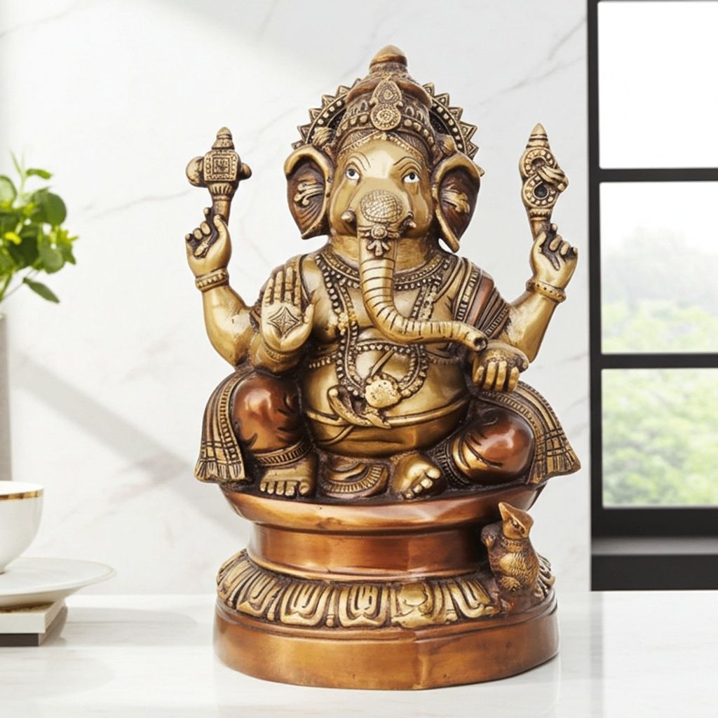 Brass Showpiece Ganesh Ji Statue (BSMAS679)