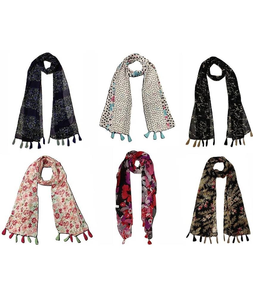 stolevilla Multi Printed Poly Cotton Yarn Stoles ( Pack of 6 )