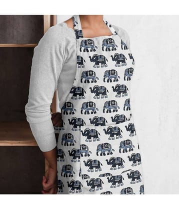 Oasis Hometex Cotton Blend Printed Kitchen Apron with 1 Center Pocket ( Pack of 1 )
