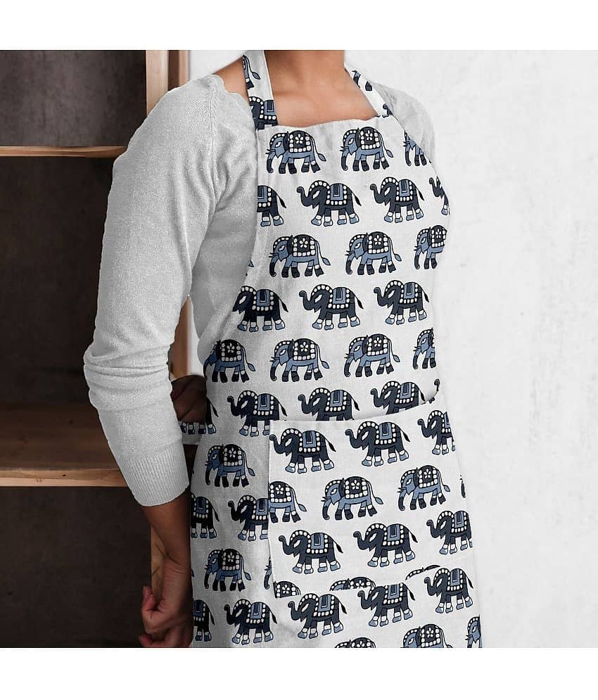 Oasis Hometex Cotton Blend Printed Kitchen Apron with 1 Center Pocket ( Pack of 1 )