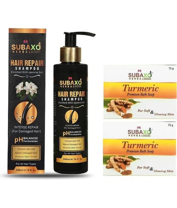 Herbal Hair Repair Shampoo | Repair Damage Hair & Promotes Hair Growth 200 Ml & Haldi /Turmeric Soap 2 Pc Each 75 G