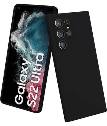 Spectacular Ace - Black Silicon Silicon Soft cases Compatible For Samsung Galaxy S22 Ultra ( Pack of 1 )