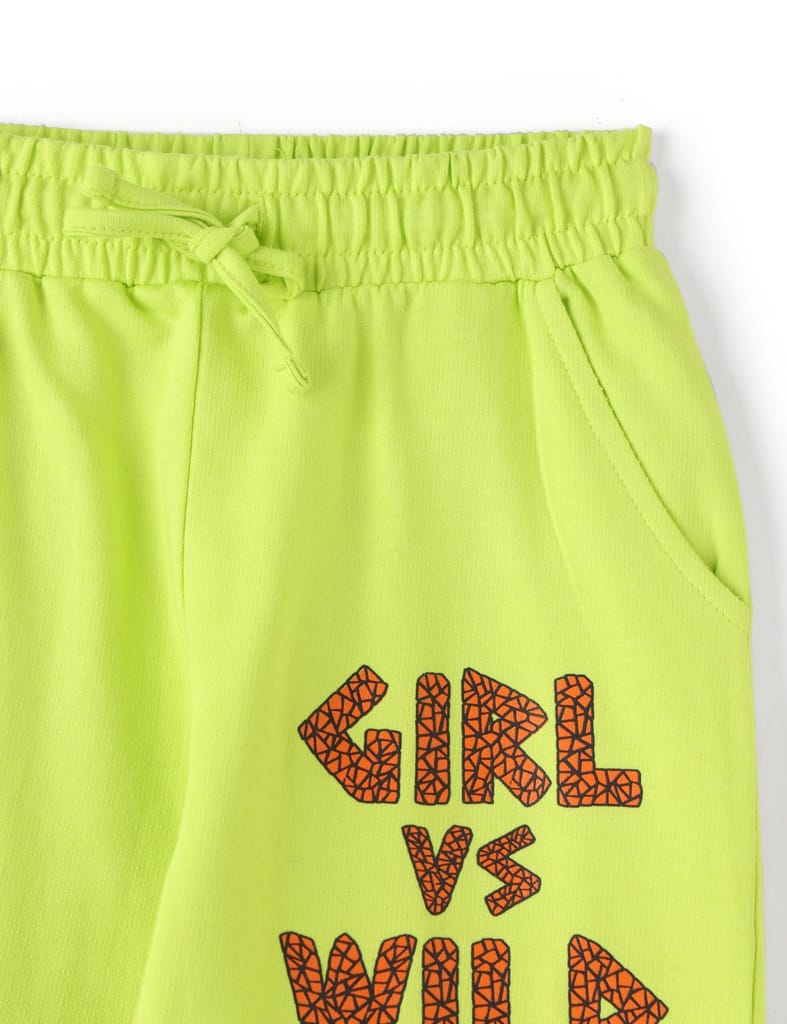 New Kids Girls Capri Pants Cotton French Terry Acid Lime Green Girl vs Wild 2025 at ShopCircuit 