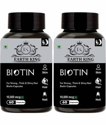 EARTH KING Biotin Capsule for Hair Growth & Hair Care Capsule, 60 Capsules Each (Pack of 2)