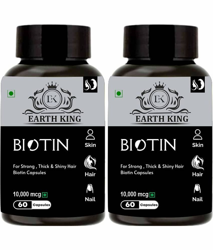 EARTH KING Biotin Capsule for Hair Growth & Hair Care Capsule, 60 Capsules Each (Pack of 2)