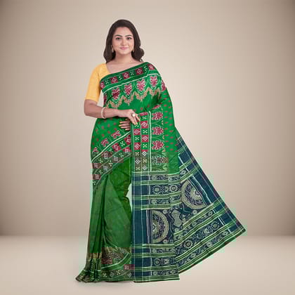 Lotus motifs and Pasapalli border Khandua Silk Saree