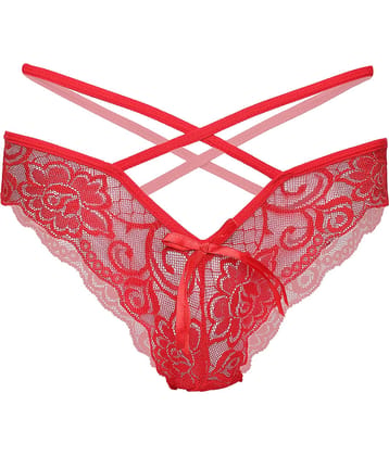 FIHA Pack of 1 Lace Thongs For Women ( Black )