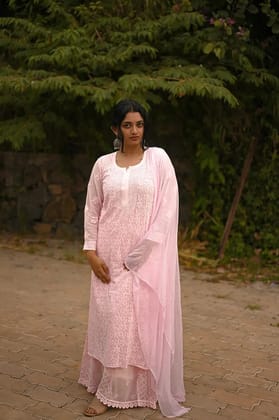 Viscose Kurti - Baby Pink-Baby Pink / Viscose / S