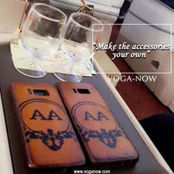 Mobile Cover With Hand painted AA Initials on Tan Leather By Brune & Bareskin-FS