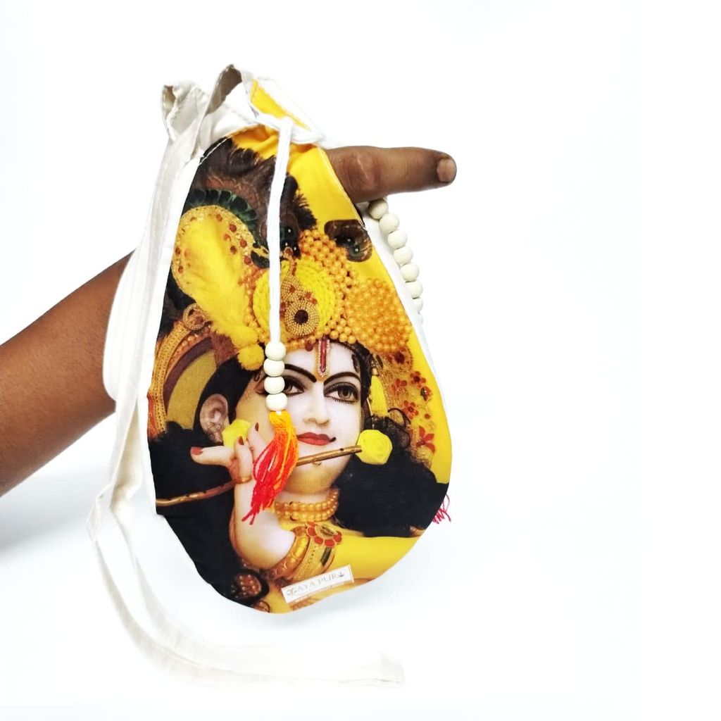 MAYAPURI Lord Krishna Printed Chanting Bag/Japa Bag/Chanting Bag with Sakshi Mala - Pooja Needs | Buy online on ZillyBuy
