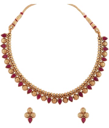 Thrillz Golden Brass Necklace Set ( Pack of 1 )