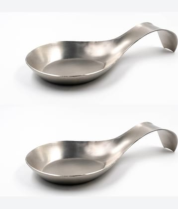 i WARE - Silver Stainless Steel 2 units of Spoon Rest ( Set of 2 )