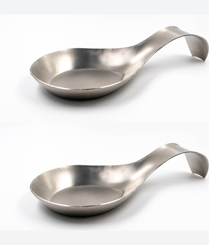 i WARE - Silver Stainless Steel 2 units of Spoon Rest ( Set of 2 )