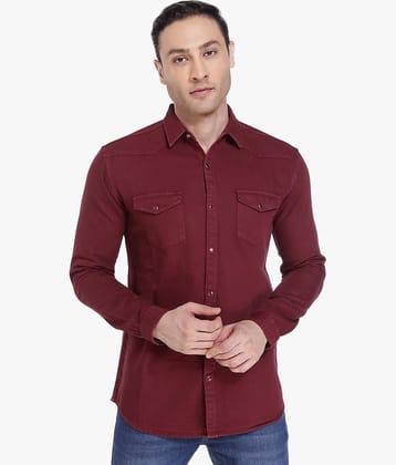 Kuons Avenue - Burgundy Denim Slim Fit Men's Casual Shirt ( Pack of 1 )