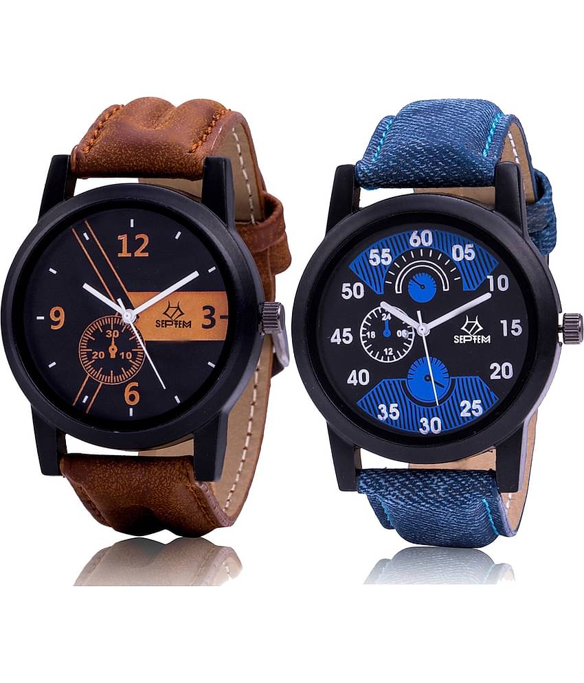 Septem Multicolor Leather Analog Men's Watch