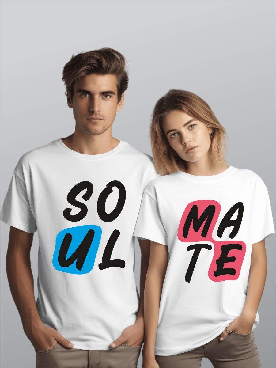 Soul Mate Couple T-Shirts-S / XS / White