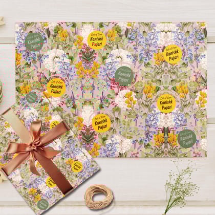 Custom Gift Wrapping Paper - Bespoke Sunlit Meadow-Lots of Love / Set of 10 sheets