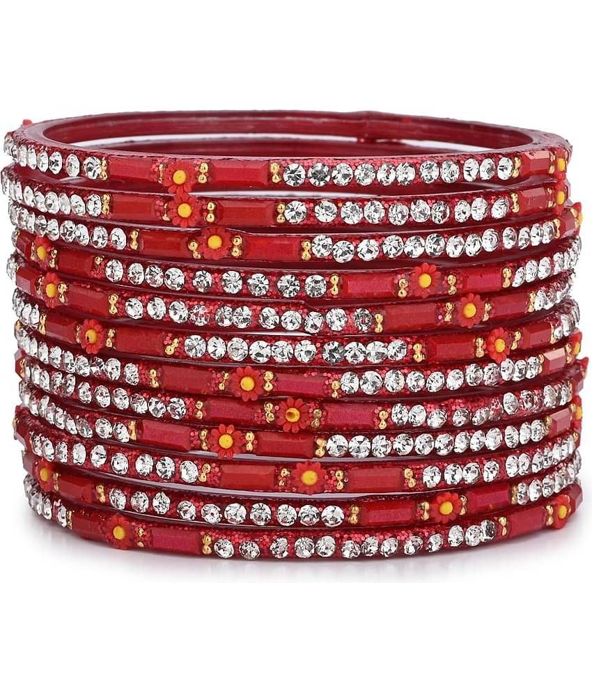 Somil Red Bangle Set ( Pack of 12 )